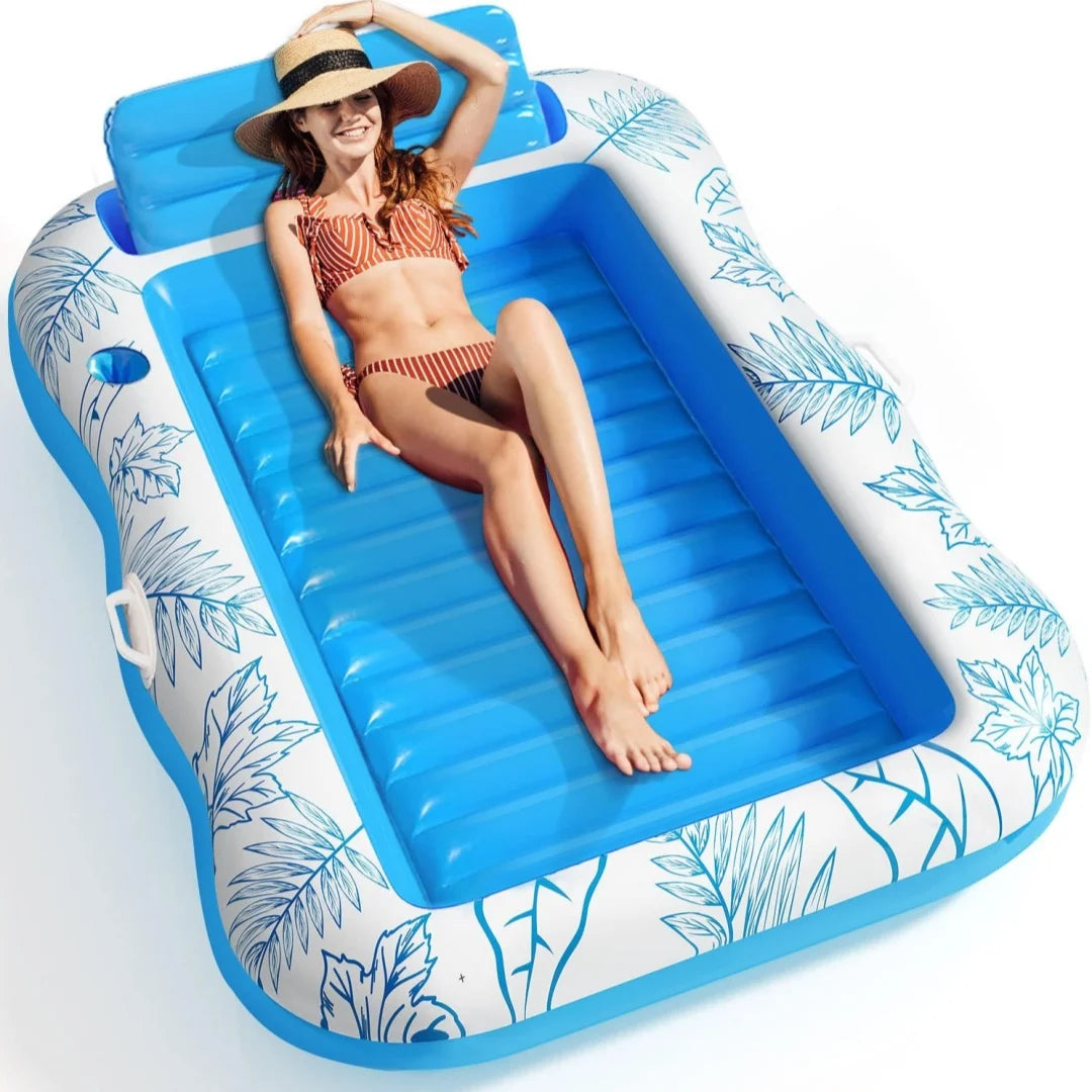 Extra Thick Oversized Pool Floating Sun Lounger, Comfortable Buoyant Sunbathing Mat for Swimming Pool, Beach, Lawn Outdoor