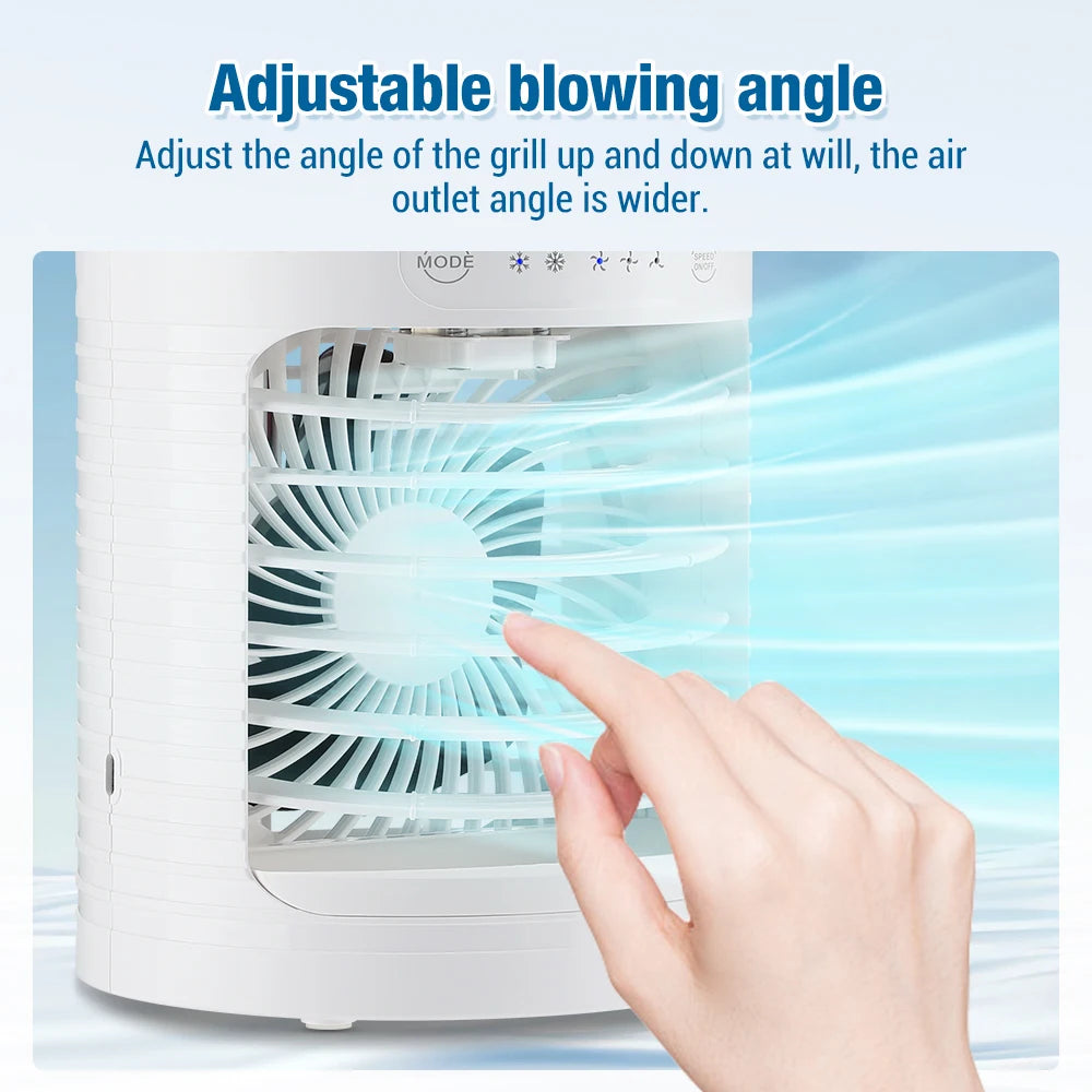 Air Conditioner Cooling Spray Fan Air Conditioner with Water Ice Evaporative Humidifier Quiet Air Cooler with Colorful Light