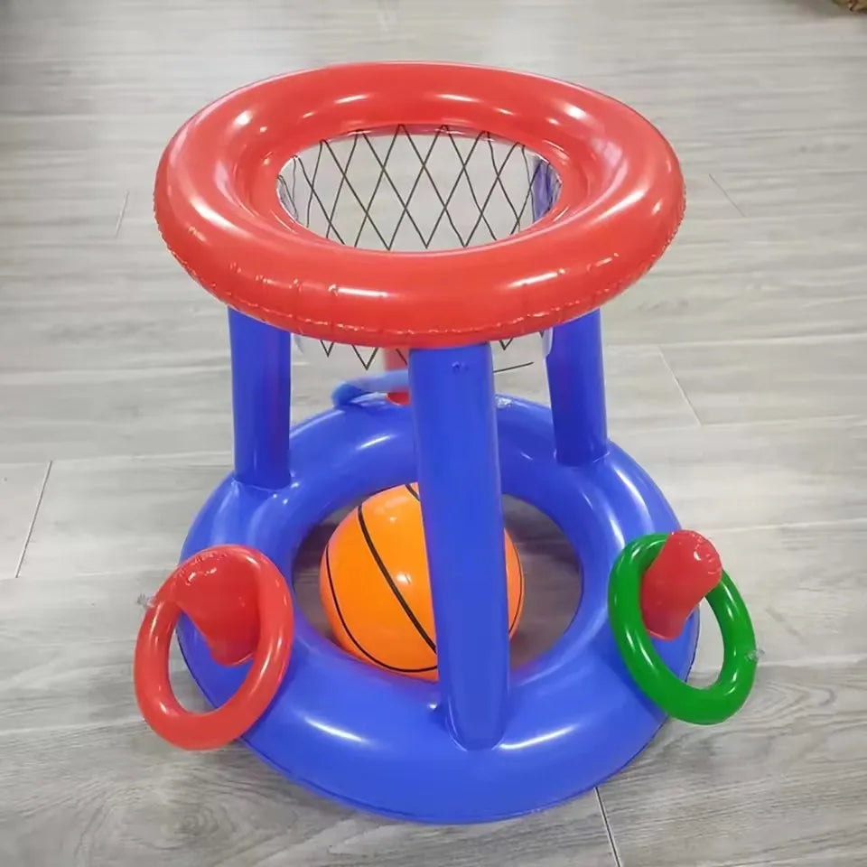 Swimming Pool Basketball Hoop Set Inflatable Floating Hoops with Ball Rings for Kids Teens Adults Perfect Competitive Water Play