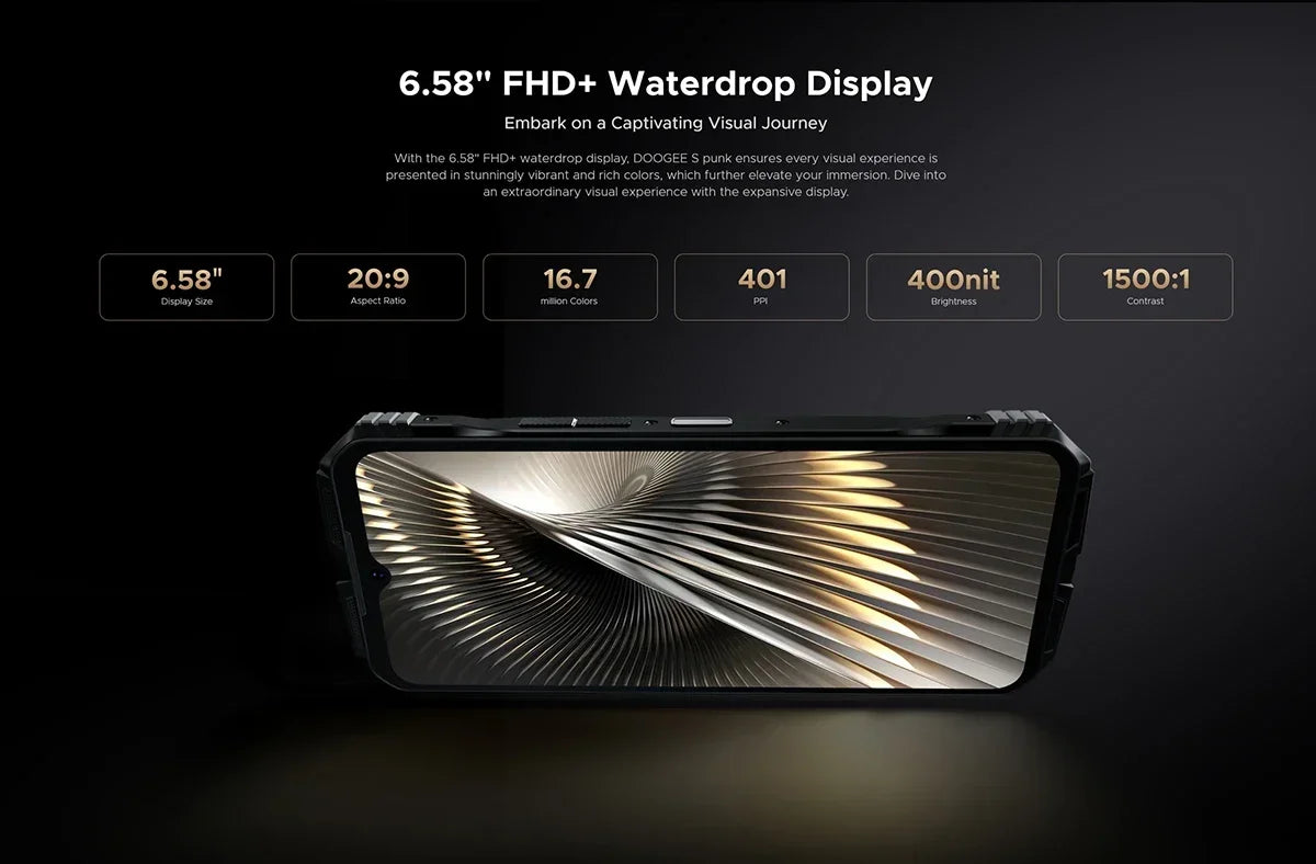 Global version DOOGEE S Punk Rugged Smartphone Android 14 6.58" FHD+90Hz IPS Screen 16GB(6+10)+ 256GB 10800mAh 50MP Mobile Phone