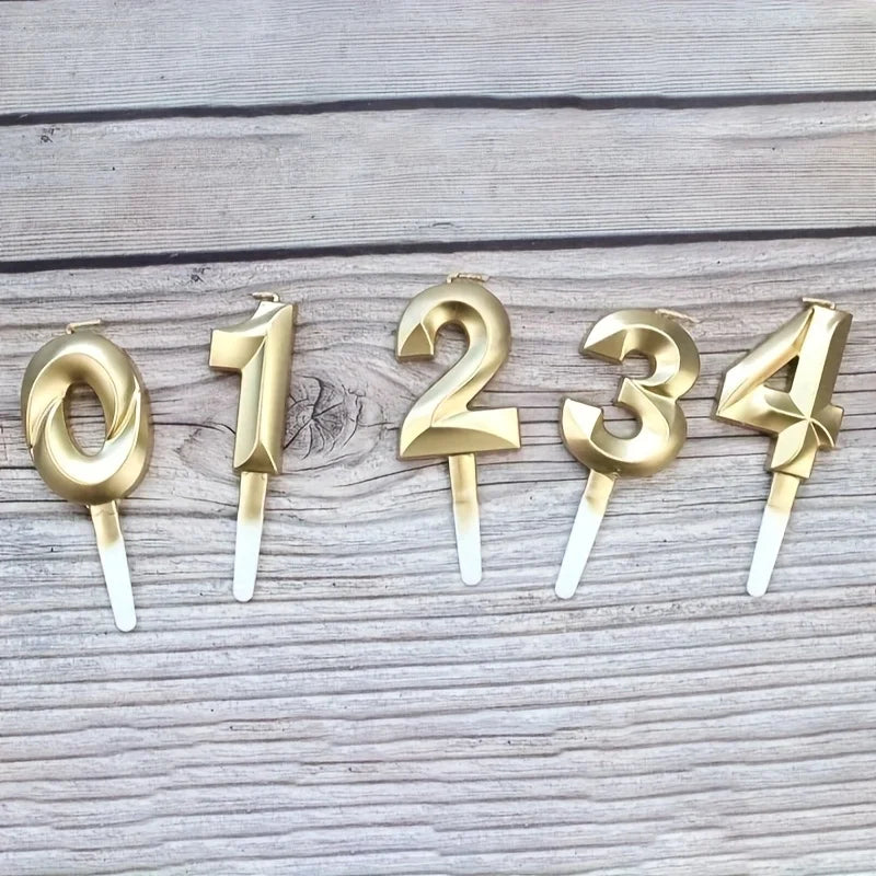 Creative Gold Diamond Number Candle Large 3D Birthday Cake Topper Decoration Party Supplies Anniversary Celebration Age Candle