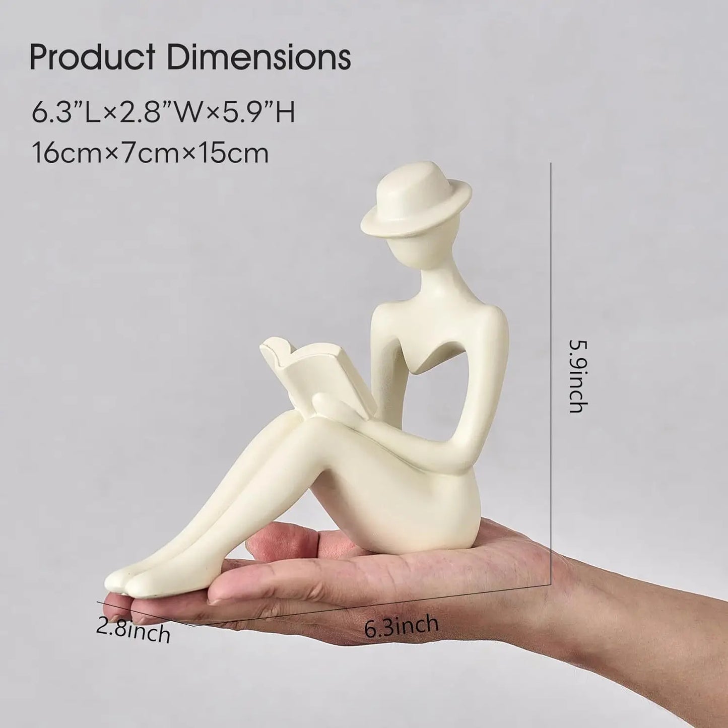Resin Bookshelf Decoration Abstract Reading Woman Thinker Statue Ornaments Creative Art Design Home Office Bookshelf Decoration