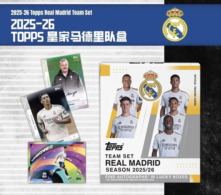 Genuine 2025/26 TOPPS Team Set Arsenal Real Madrid Soccer Card Mystery Box Anime Trading Cards Holiday Gifts Toys for Kids Card