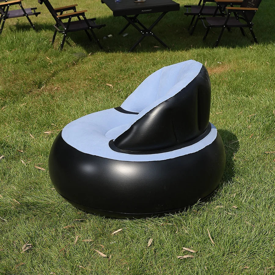 inflatable sofa with backrest, portable quick-inflating foldable lazy sofa, PVC flocking surface, suitable for living room, game