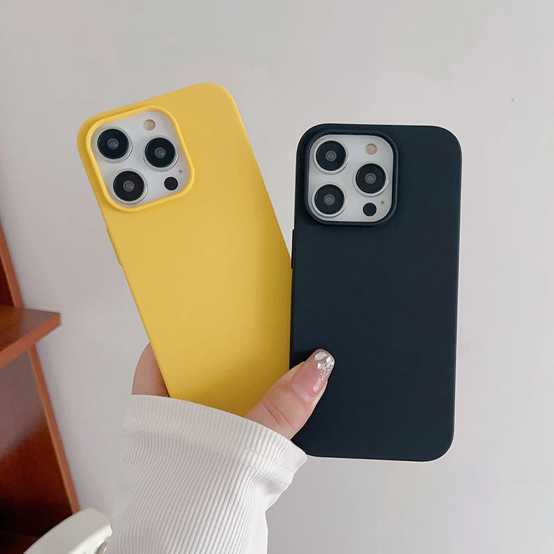 Luxury Candy Color Silicone Soft Case For iPhone 16 15 14 13 12 11 Pro Max Plus Mini Matte Frosted Cover Ultra Thin Shell Coque