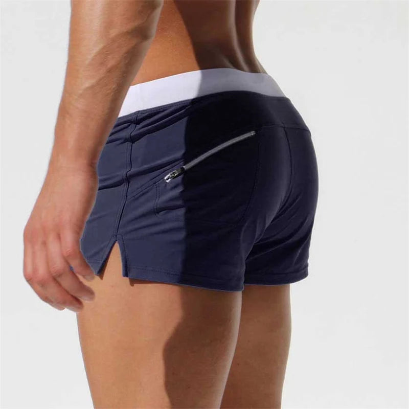Men's Swimsuit 10 Color Back Pocket Design Quick-drying Beach Men's Boxer Shorts Summer Swimming Trunks