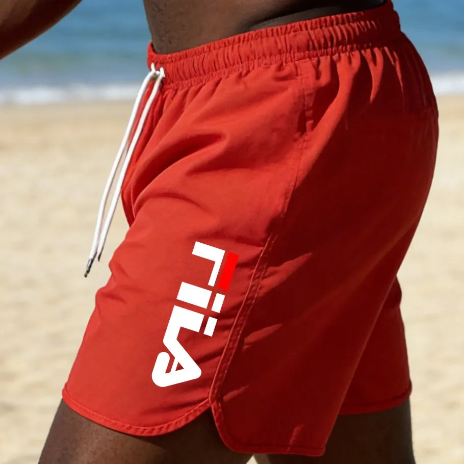 Men's Quick-Dry Beach Pants with Fashion Print, Comfortable Loose-Fit Surfing and Swimming Shorts