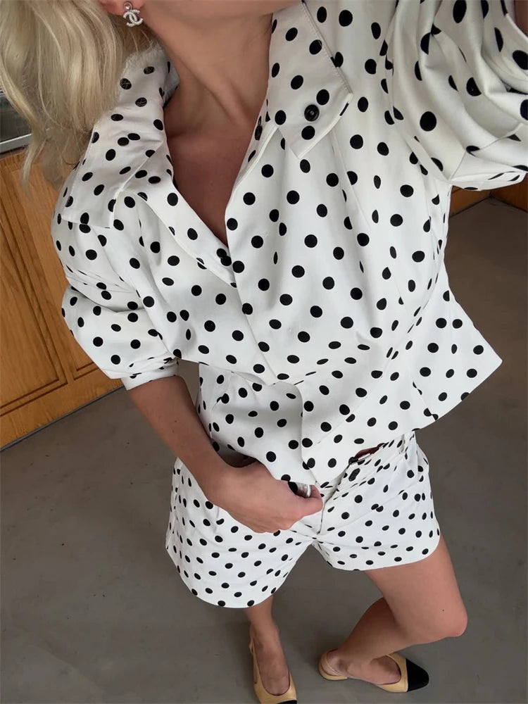 Tossy Fashion Commute 2 Piece-Set Shorts For Women Long Sleeve Patchwork Contrast Shirts Coat And Female Shorts Outfits Summer