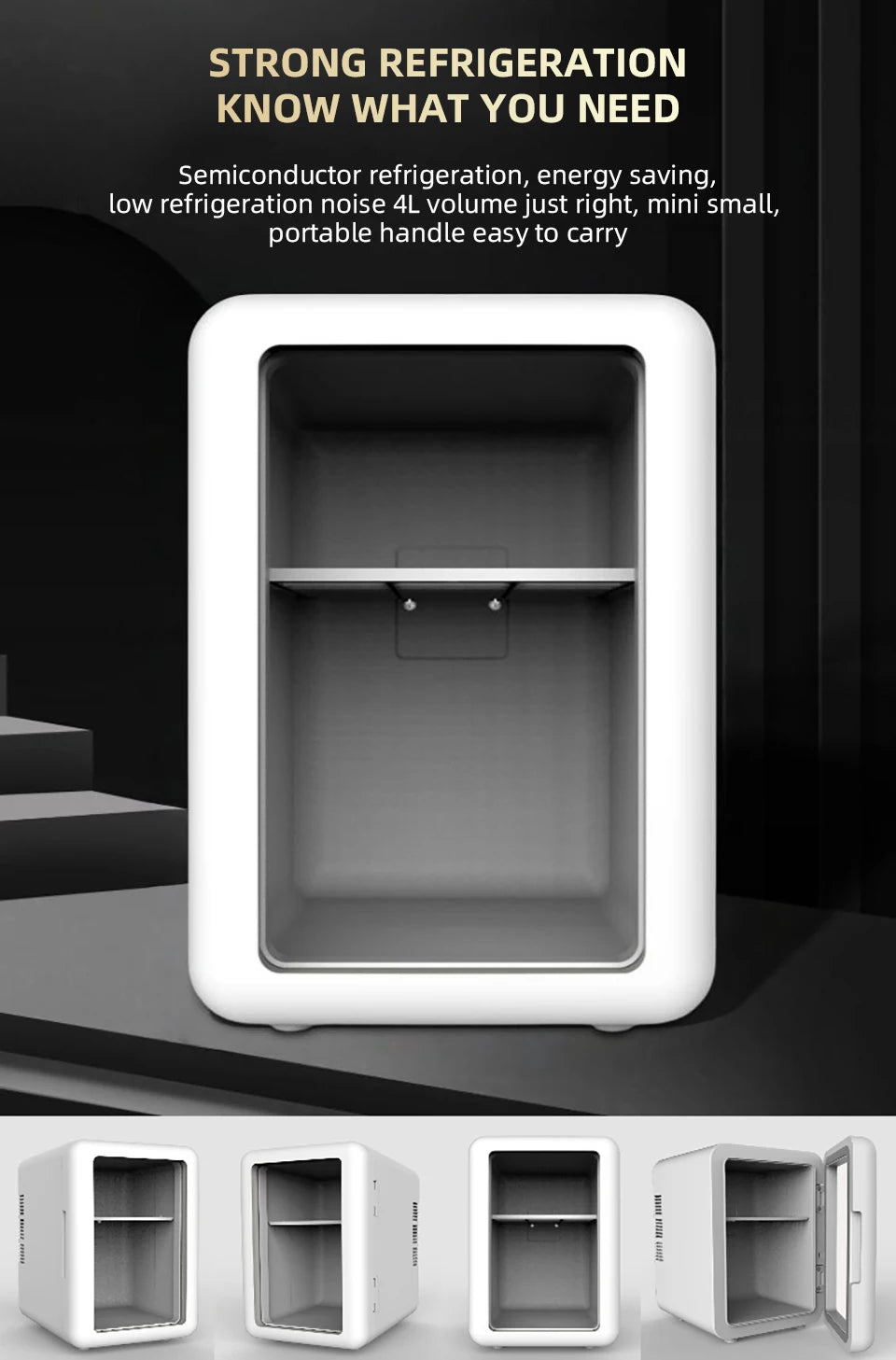 12V/220V 4L Small Refrigerator Mini Car Home Dual-use Refrigeration Cosmetics Refrigeration Heat Adjustable For Camping Travel
