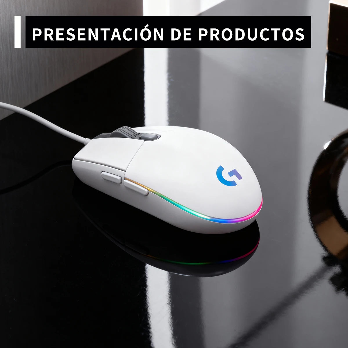 Logitech G102 gaming mouse, USB wired connection, 8000 DPI adjustable, RGB colorful lighting, play PUBG without pressure