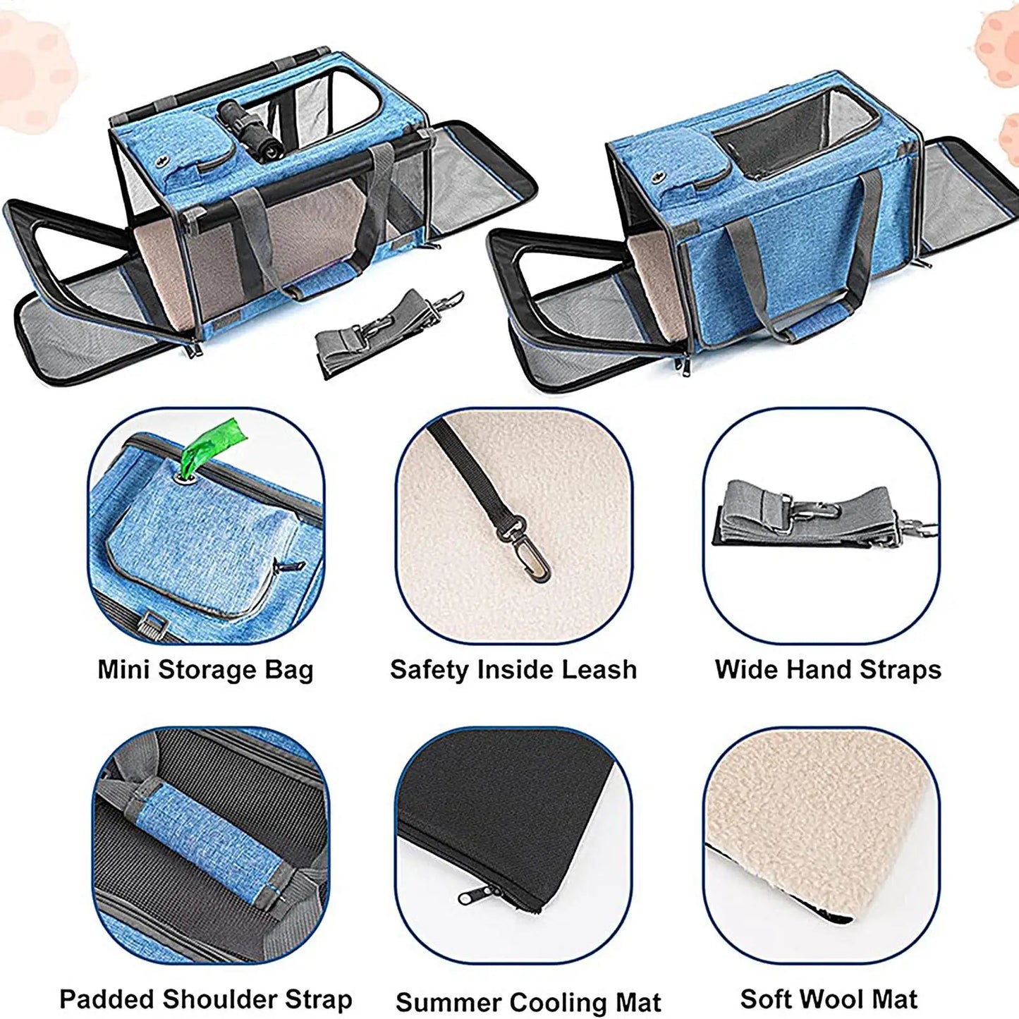 Breathable Pet Cat Travel Carrier, 20lbs Capacity Tote Bag, Outdoor Adventure Portable Container for Car Airplane Camping Vet