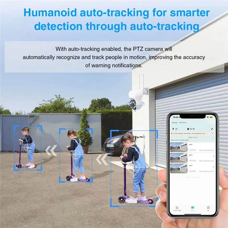 Security Surveillance 8MP Wifi Camera Outdoor Wireless PTZ Camera 4X Digital Zoom Human Tracking Two-Way ACCTV