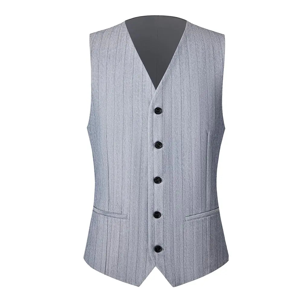 Men's 3-Piece Slim Fit Stripe Suit Blazer Jacket Vest Pants Set | Wedding Tuxedo Formal Business Prom Party US Size XXS-3XL