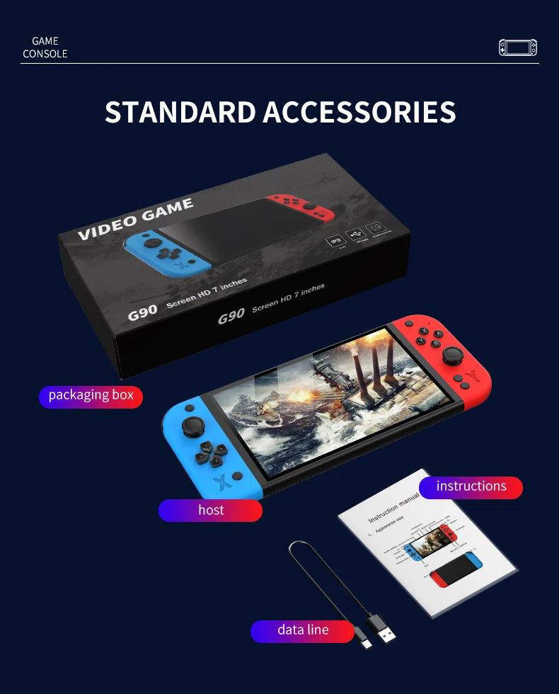 G90 Retro Handheld Game Console Built-in Mass Classic Arcade Games HD Large Screen Support Connect TV Portable Gaming Console Gi