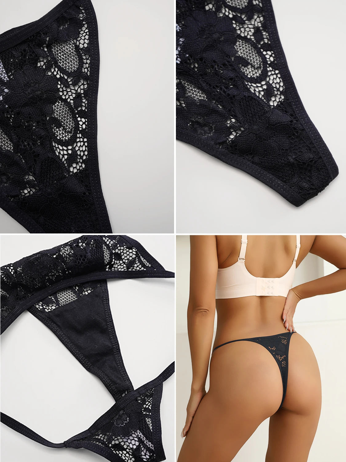 1PC Sexy Lace Semi-sheer Thong Ultra-thin Low Waist T-Back Underwear Women G-string Bikini Panties Lingerie Tanga Mujer XS-XL
