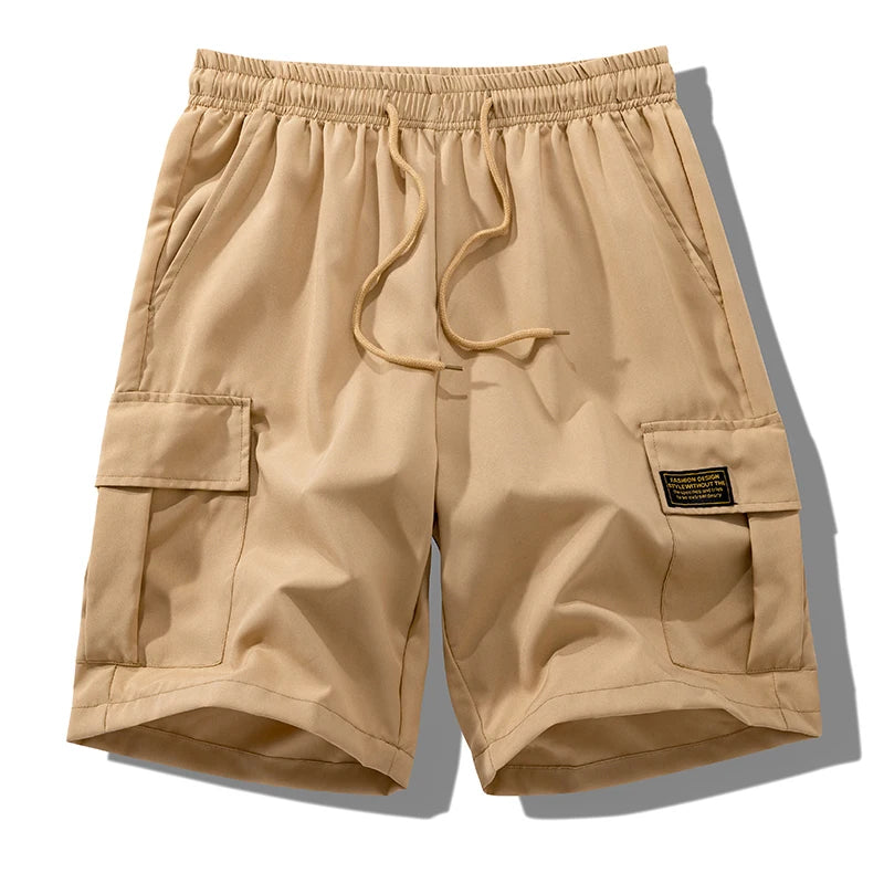 Summer Quick Dry Cargo Shorts for Men Tactical Shorts with Multi Pockets Outdoor Casual Shorts with Elastic Waistband Drawstring