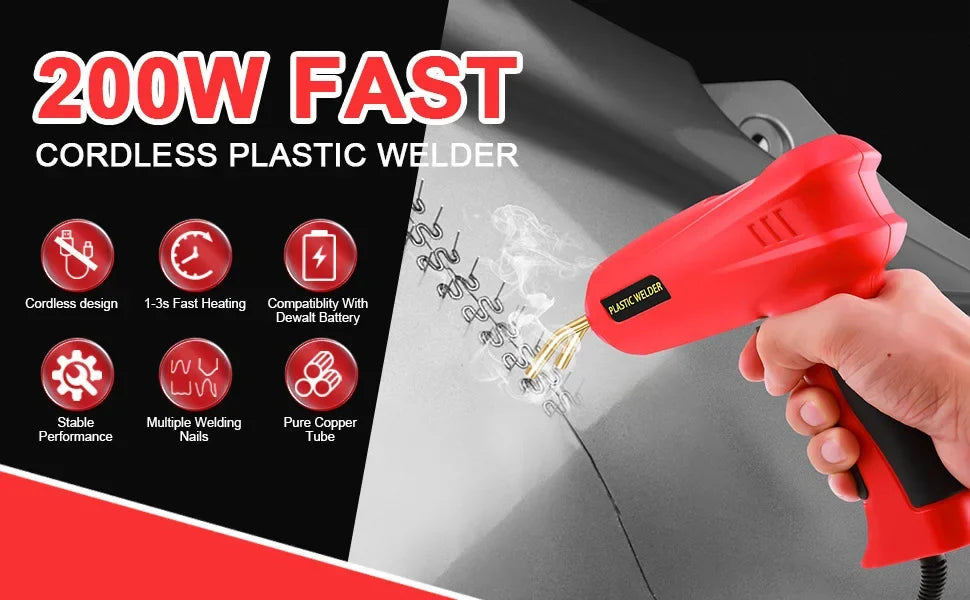 Besper 200W Plastic Welder, 2in1 Plastic Welding Kit Plastic Repair Welder Hot Stapler Soldering Gun Car Bumper Plastic Repair