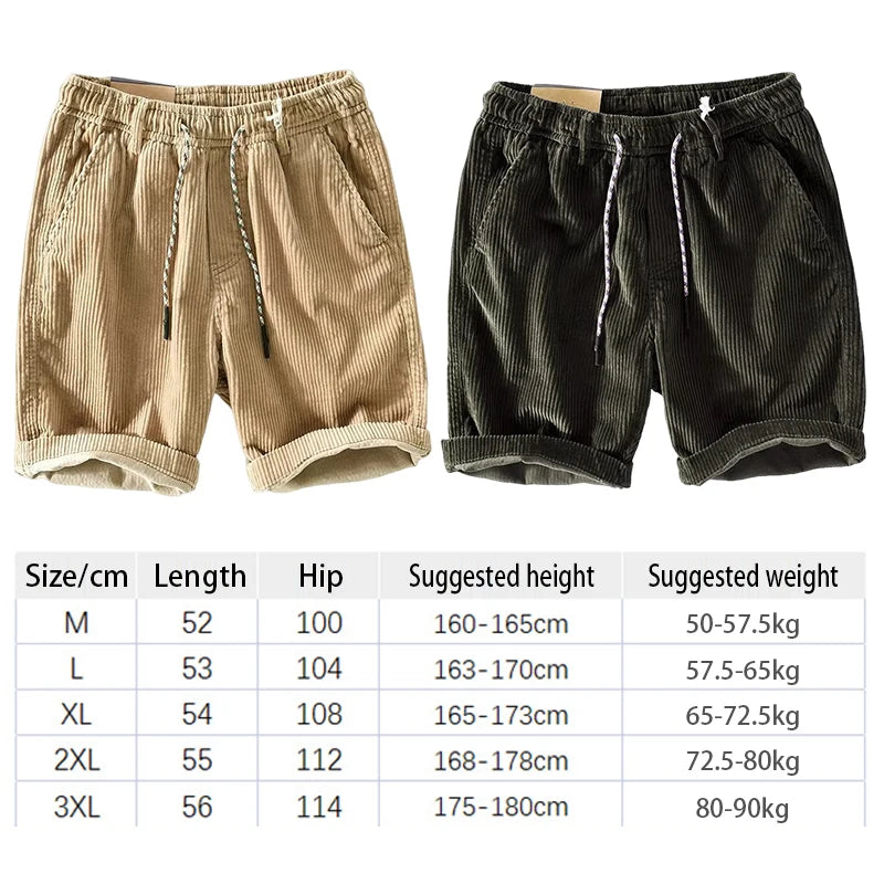 American Outdoor Beach Running Cargo Shorts Mens Summer Loose Casual Corduroy Waist Drawstring Shorts Basketball Sports Shorts