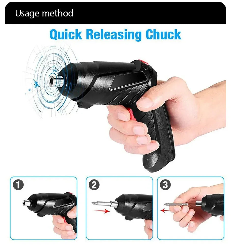 Portable Electric Screwdriver Cordless 47 in 1 Rotated 90 Degrees Rechargeable Screwdriver with LED for Home Office DIY Tools