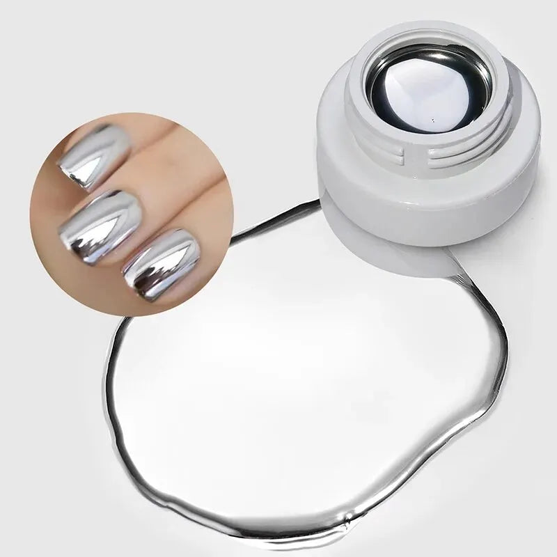 6ml/Box Super Bright Metallic Painting Gel Polish Silver Mirror Gel Nail Polish Flower Drawing Lines French Nails Art Decoration