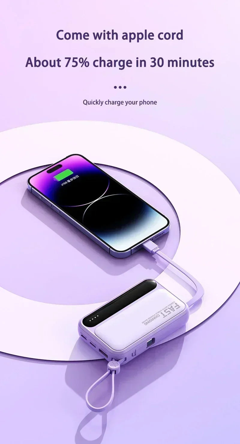 VIVO 500000mAh Power Bank Built in 4 Lines Large Capacity Super Fast Charging Portable External Battery for All Phones 2026 NEW
