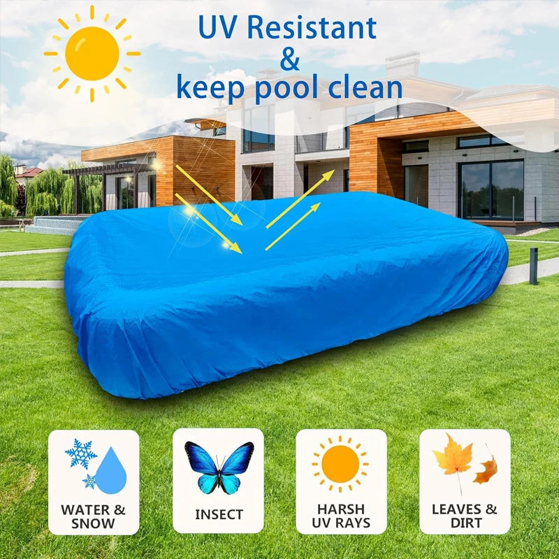 Rectangular Pool Cover Dustproof Square for Garden Outdoor Paddling Family Ten Foot Pools Protector Inflatable Pool Cover