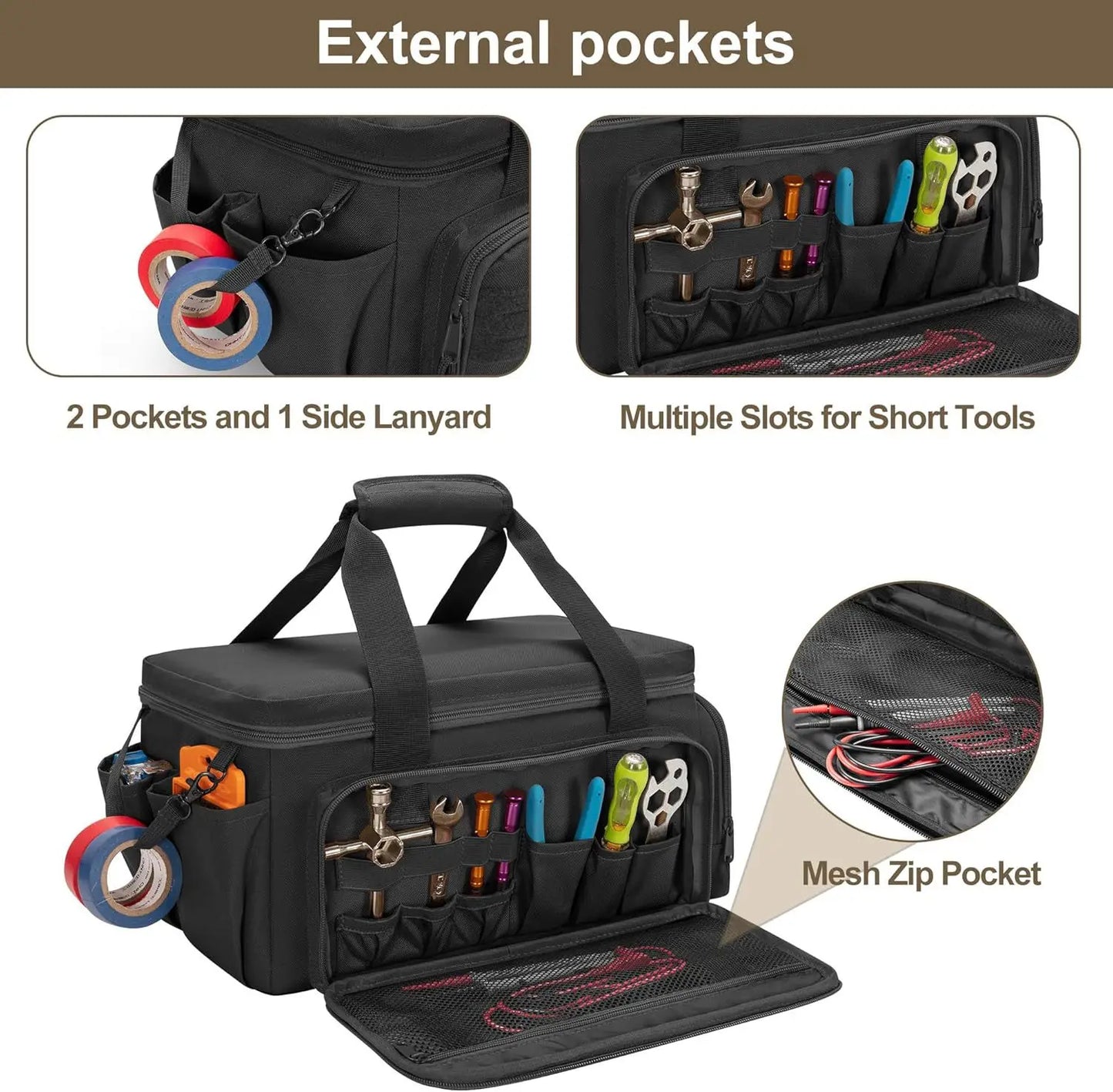 14" Heavy Duty Tool Bag Multipurpose Work Organizer for Handyman,Carpenter,Durable Portable Tool Storage