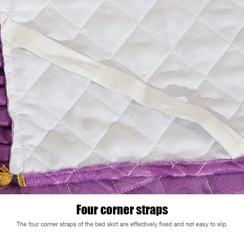 Plush Winter Warm Bedspread on The Bed Thickened Bed Skirt-style Embroidery Cotton Quilt Bedding Cover Pillowcases