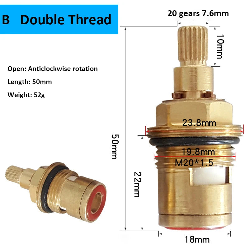 Copper Ceramic Disc Valve Counter/Clockwise Single/ Double Thread For Most Double Handles Kitchen Bathroom Basin Taps 10 Models