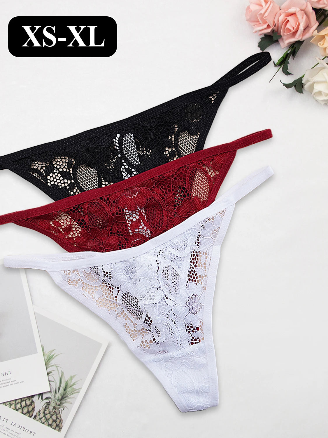 1PC Sexy Lace Semi-sheer Thong Ultra-thin Low Waist T-Back Underwear Women G-string Bikini Panties Lingerie Tanga Mujer XS-XL