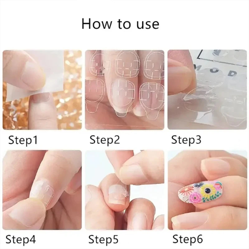 25 Sheets/600Pcs Double Side Glue Nail Sticker Adhesive Tabs Waterproof Breathable Fake Nail Glue Stickers Jelly False Nails Tips