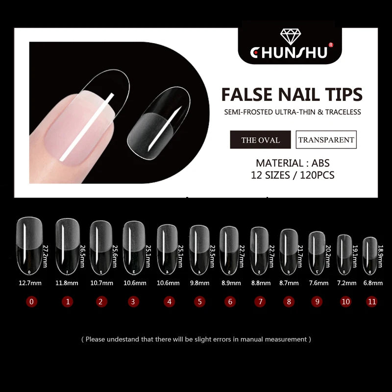 120Pcs False Nails Semi-Frosted Clear Coffin Fake Nail Tips Press on Nails Soak Off Full Cover Nail Capsule For Extension