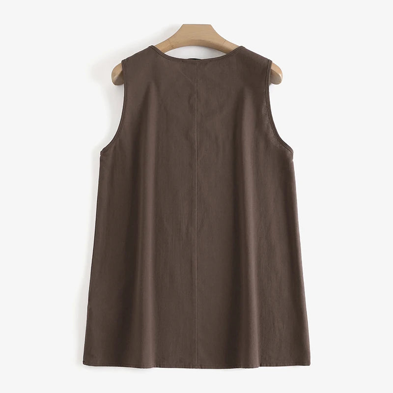 2024 ZANZEA Fashion Summer Beach Shirt Women O Neck Sleeveless Tanks Tops Female Party Solid Loose Blouse Elegant OL Work Blusas