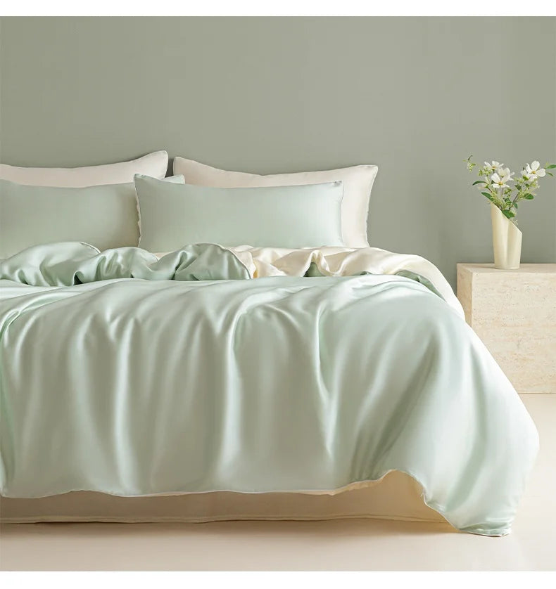 New Washed Ice Silk Bedding Set 4PCS Summer Cool Touch Rope Design Sheet Set Soft Breathable Hotel Luxury Twin/Full/Queen Size