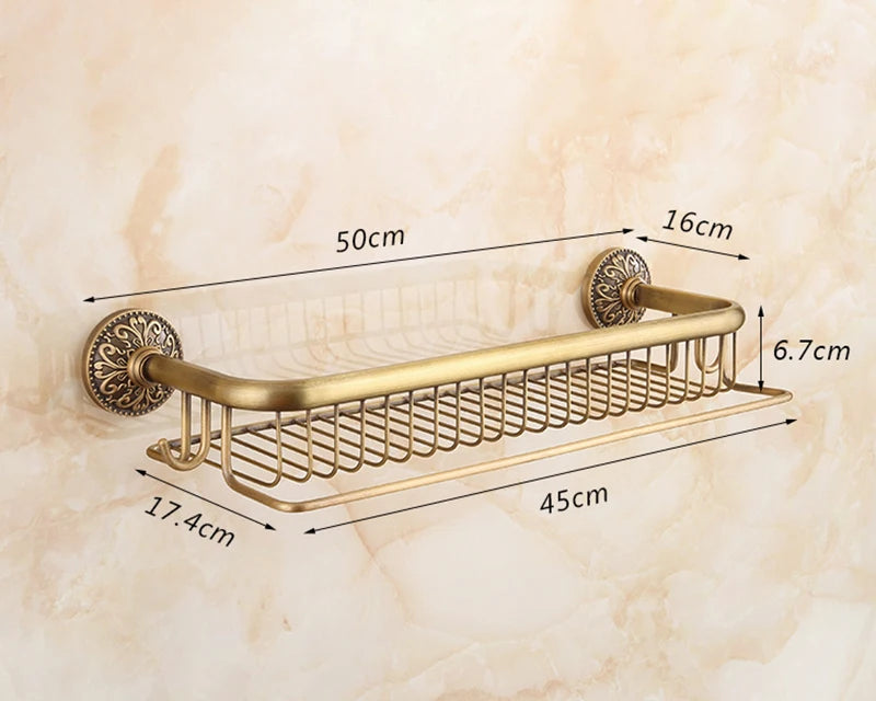 Antique Bronze Brass Wall Mounted Bathroom Soap Basket Bathroom Shower Shelf Shampoo Holder Shelves Storage Shelf Rack