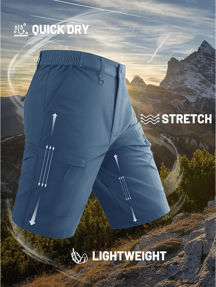 TACVASEN Waterproof Cargo Shorts Men's Summer Quick Dry Hiking Shorts Outdoor Multi-pockets Camping Training Work Shorts Man