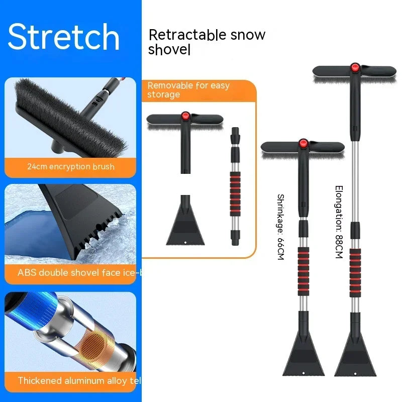 Extendable Car Snow Shovel Ice Scraper Winter Auto Windshield Cleaner Brush Detachable Broom Snow Removal Tool Accessories