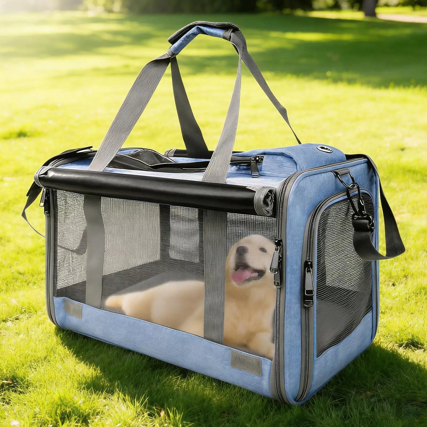 Breathable Pet Cat Travel Carrier, 20lbs Capacity Tote Bag, Outdoor Adventure Portable Container for Car Airplane Camping Vet