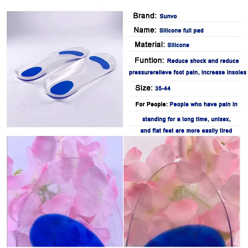 Silicone Gel Medical Insoles for Shoes Men Women Flat Foot Arch Support Orthopedic Insoles for Plantar Fasciitis Relief Shoe Pad