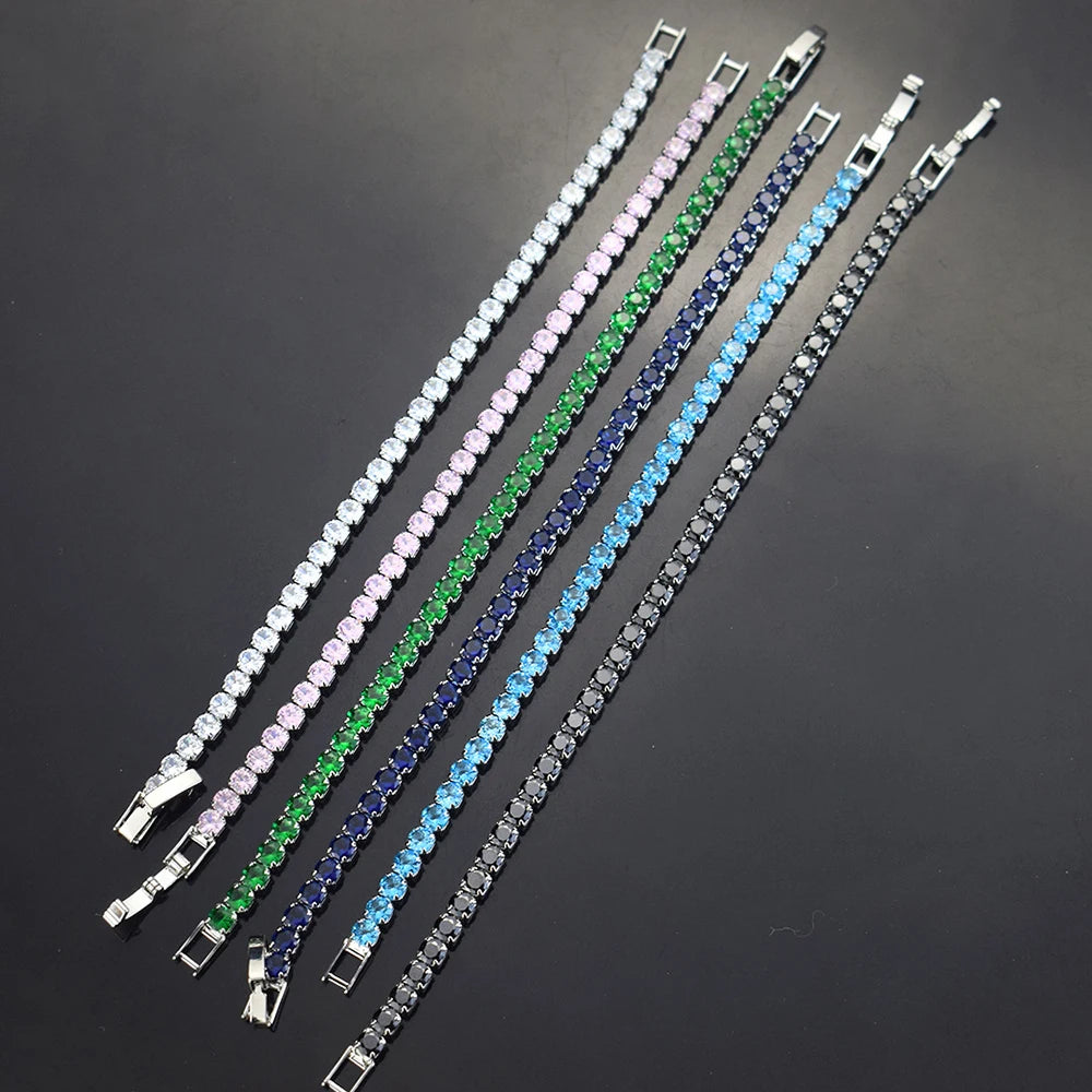 4mm Micro-inlaid Zircon Tennis Bracelet for Women 2025 New Men Bracelet Homme Jewelry Accessories Wholesale