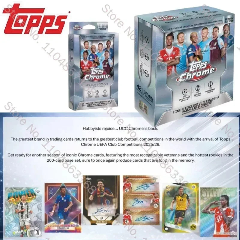 2025-26 Topps Chrome UEFA Club Cards Limited Signature Hanger Box 15 Cards Game Trading Cards Sports Collectibles Hobby Fan Gift