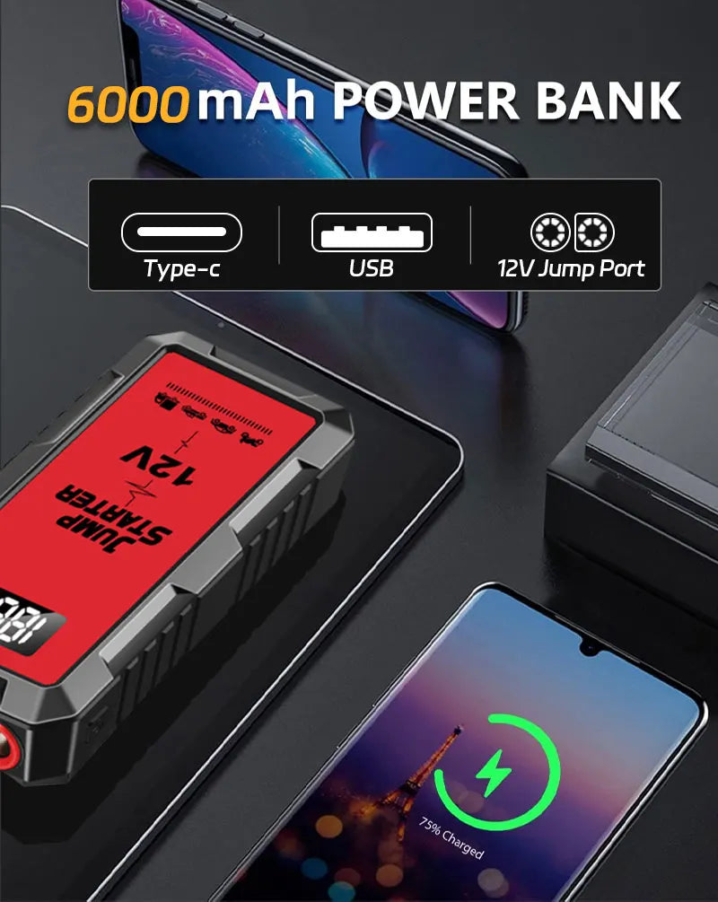 High-power Automobile Emergency Starting Power Supply  Screen Safety Hammer Car Starting Device Power Bank Accessories