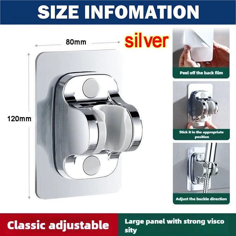 Bath Shower Holder Support Mural Douche Suction Cup Adjustable Handheld Wall Mounted Large Shower Head Supports Relocatable