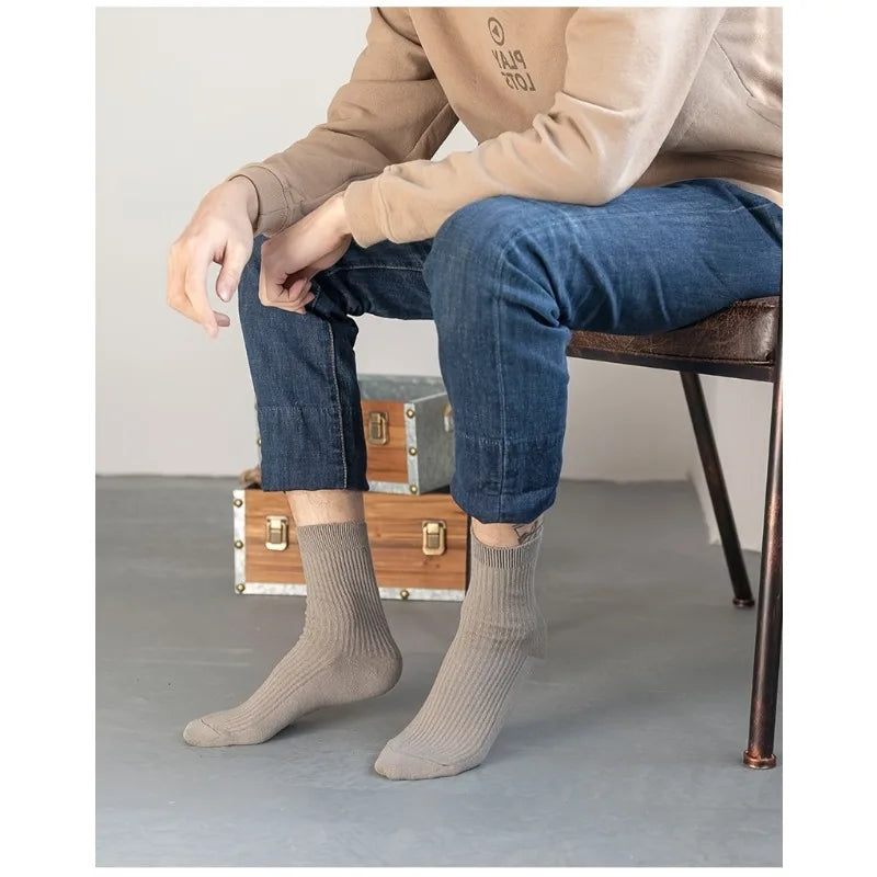 Men's Socks 5-Pair Set - Breathable and Soft, Suitable for All Seasons, Suitable for Casual Sports, Business Dress