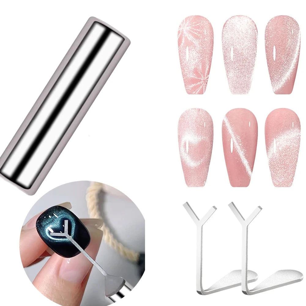 2/3Pcs Heart Cat’Eye Nail Magnet Set Y-shape,Cylinder Magnetic Stick for Creat French Cat Eye Love Shape On Nails Manicure Tools