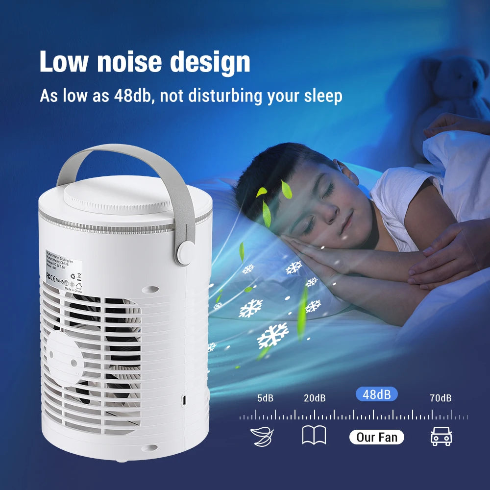 Air Conditioner Cooling Spray Fan Air Conditioner with Water Ice Evaporative Humidifier Quiet Air Cooler with Colorful Light