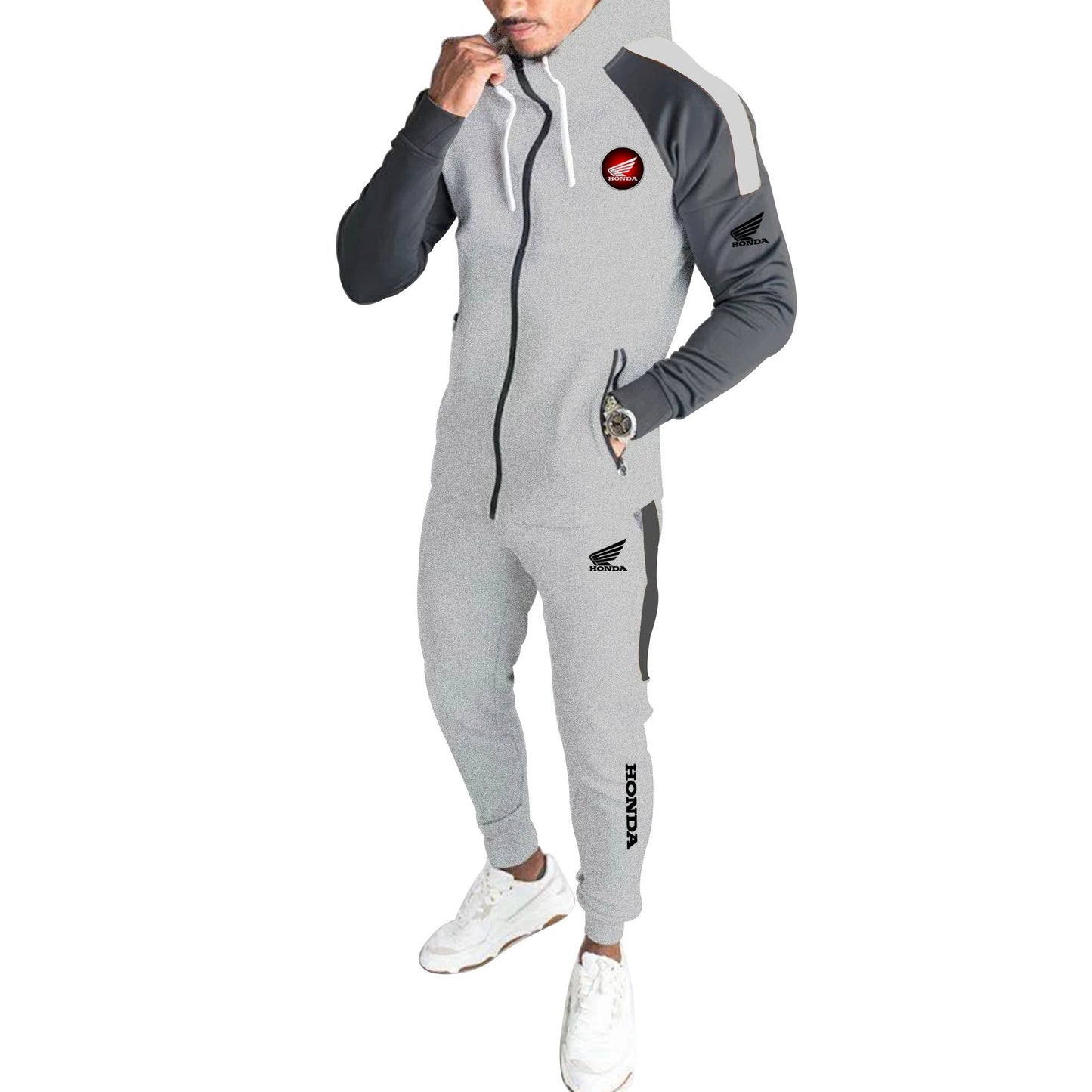 Men's sportswear set - Honda sport jacket + sport pants - 2-piece set. Sport hoodie set. Hooded coat. Outdoor jogging racing sui
