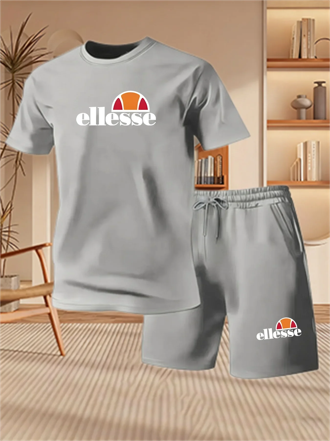 Summer New Men's Casual Fashion Outdoor Sports Men's Clothing, Printed T-shirt Casual Home Leisure 2-piece Set