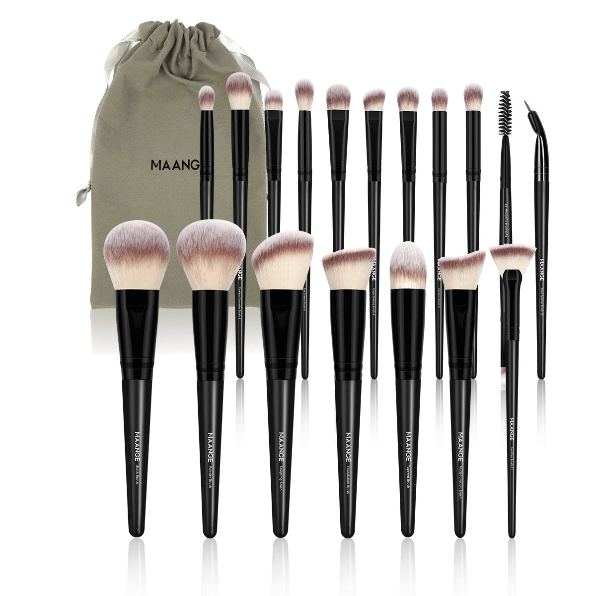 MAANGE Professional Makeup Brush Set 18PCS Premium Synthetic Foundation Powder Concealers Eyeshadows Makeup Brushes with Bag