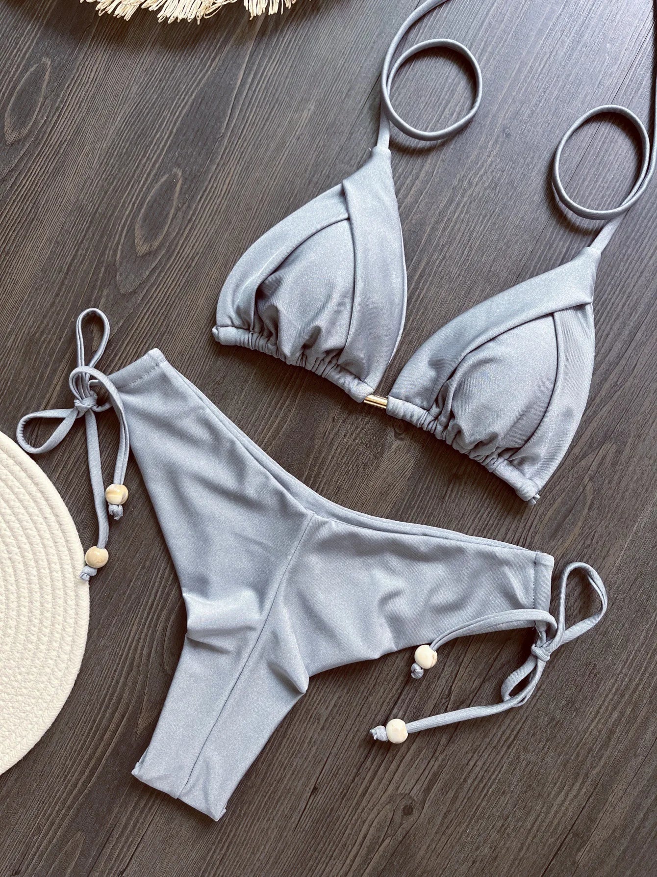 Summer Brazilian Bikini Set Women Sexy Bandage Top Thong Bottom 2 Pieces Set Push-up Swimwear Lace Up Swimsuit Beachwear
